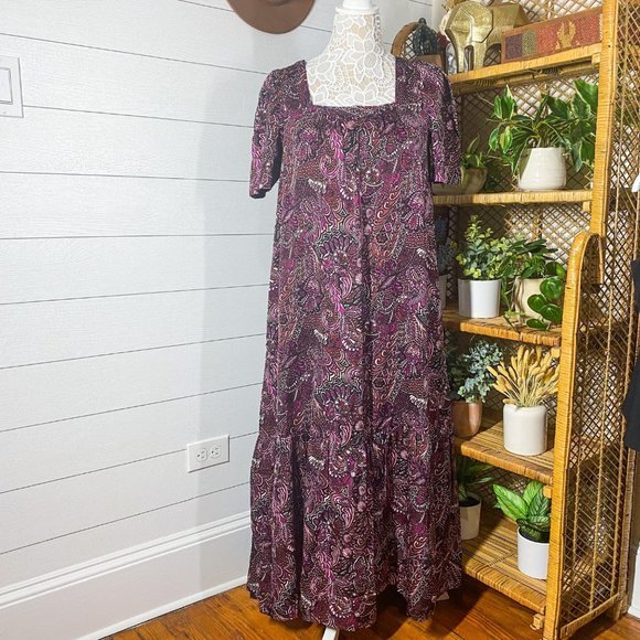 NWT Anthropologie Lisabetta Maxi Dress Purple Paisley Extra Small XS - Picture 8 of 14